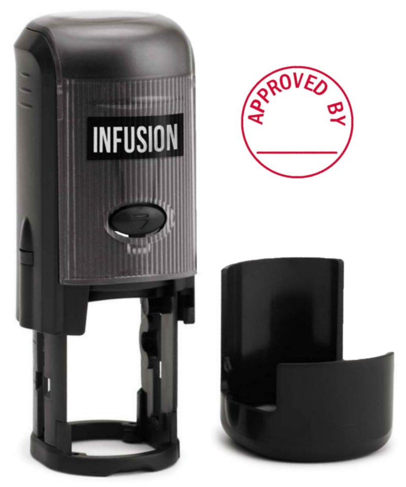 Infusion Approved by Round Self-Inking Stock Rubber Stamp (3/4'' Diameter) - Red Ink - Image 1